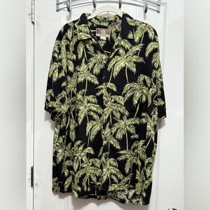 Vintage Kalaheo Mens Hawaiian Shirt L Tropical Palm Tree Dad Vacation USA Hawaii